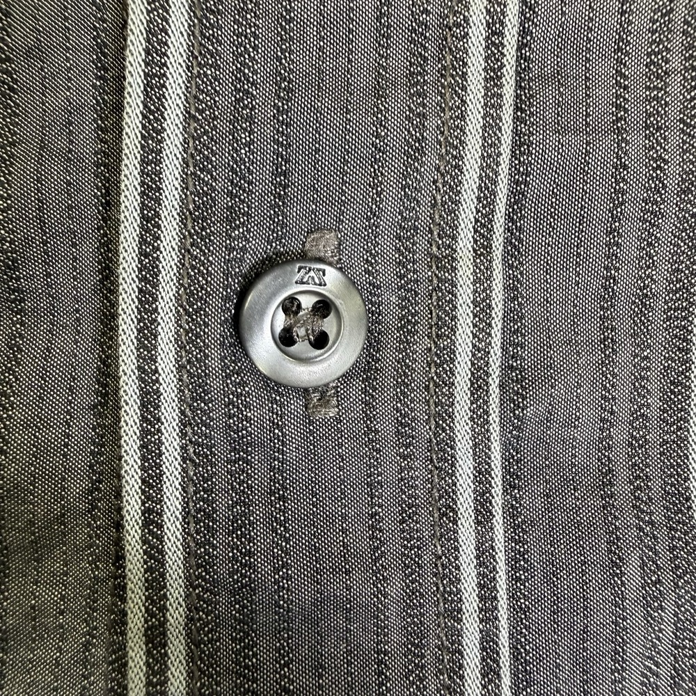 Zenga Sport Men's 100% Cotton Gray Striped Button Down Large - Picture 8 of 9